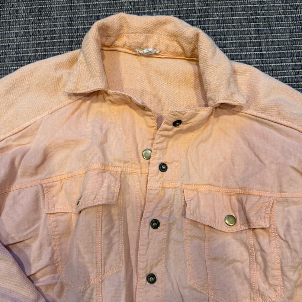 Pilcro Peach Lightweight Button-Front Shirt Jacket - Picture 3 of 5